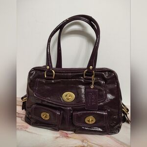 Coach 13051 Legacy Peyton Patent Leather Tote Bag Purse Satchel Purple Y2K